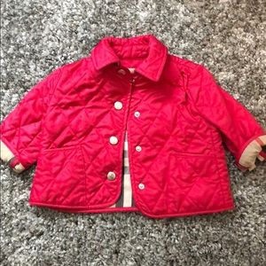 Burberry infant quilted pink jacket
